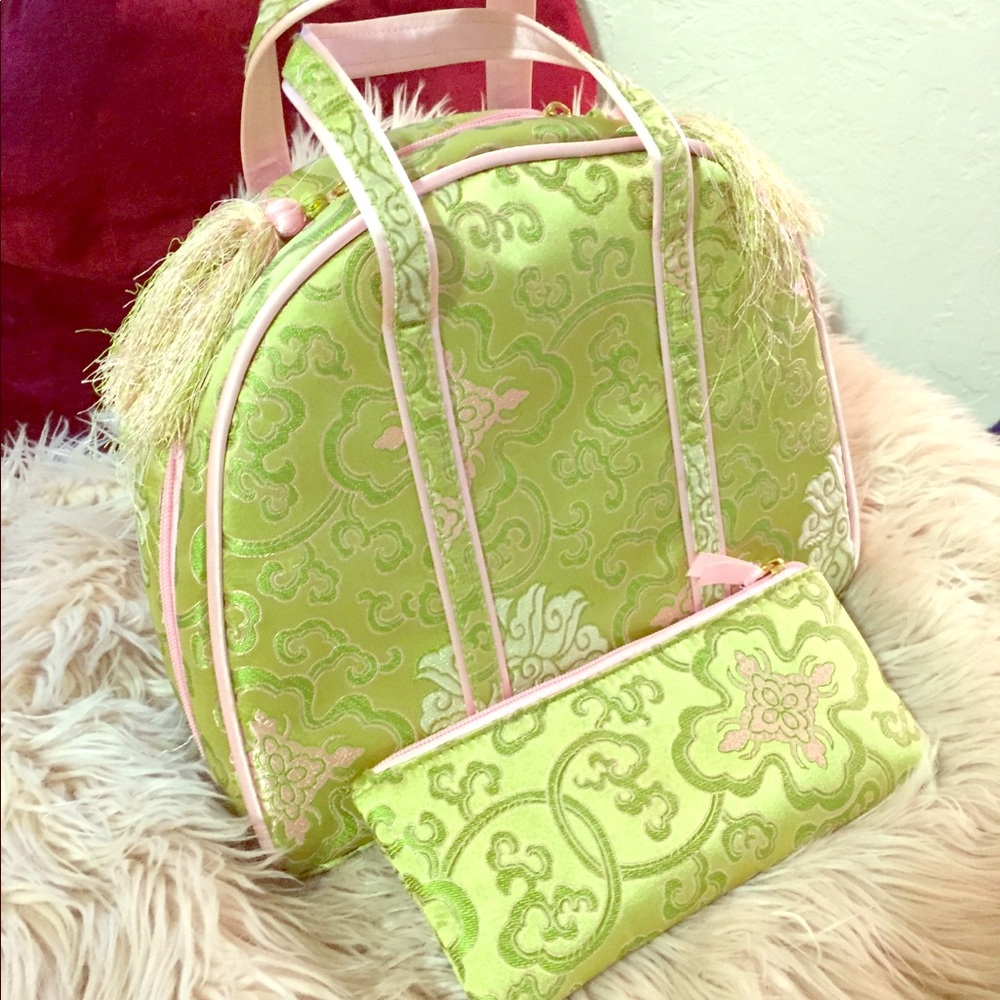 Green Floral Pattern Purse w/ Matching Coin-purse